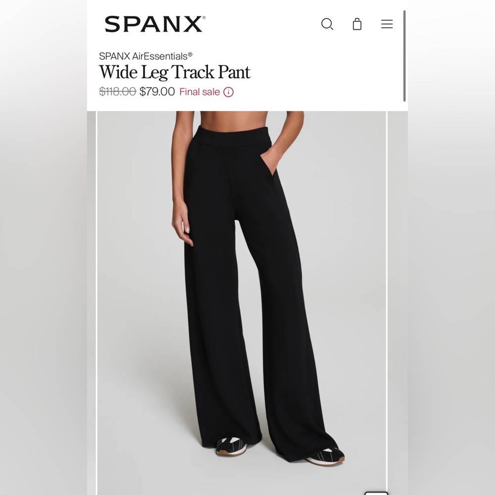 SPANX AirEssentials Wide Leg Track Pant | Very Black - Large